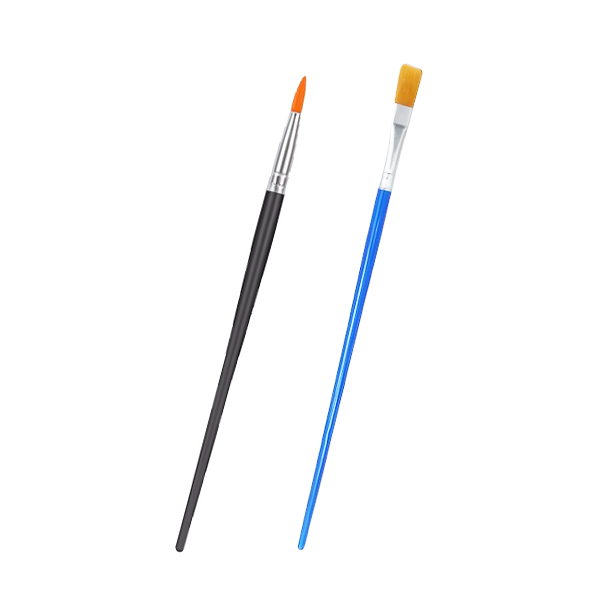 Pincel Plano y Pincel Redondo. Mago Plástico Económico. Paquete 2 piezas.