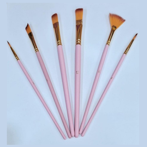 Pinceles Rosa Pastel. Paquete 6 piezas