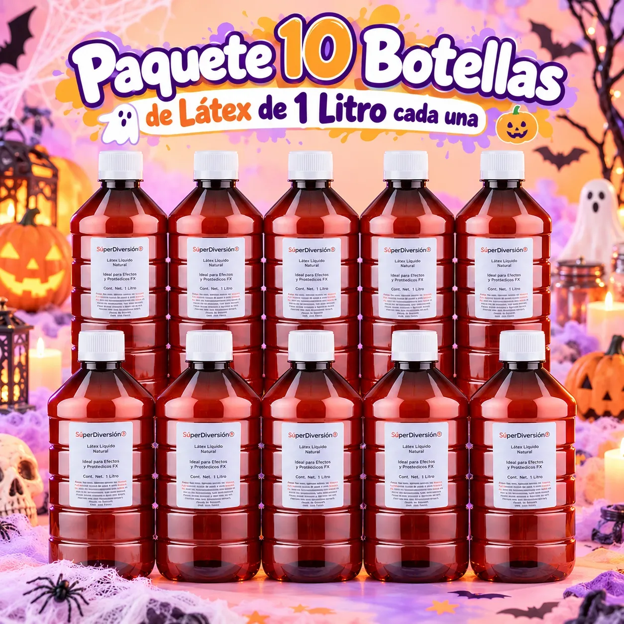 10 Botellas Látex. Contenido 1 Litro