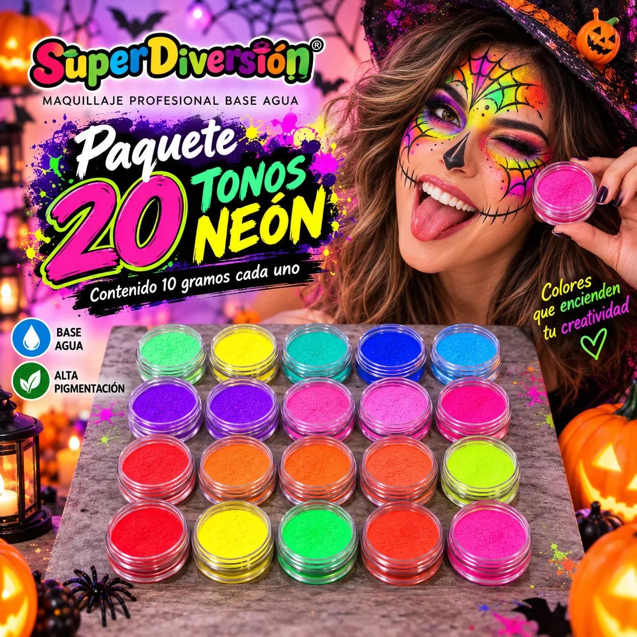 Paquete Neón. 20 Colores a elegir. 10g cada uno