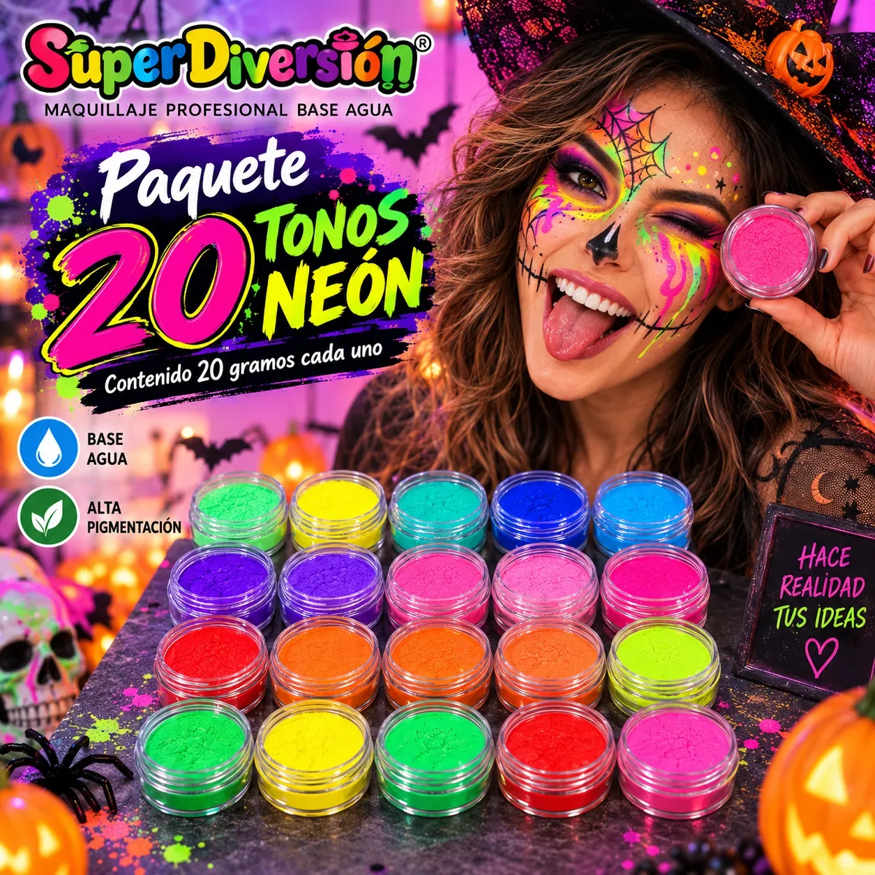 Paquete Neón. 20 Colores a elegir. 20g cada uno