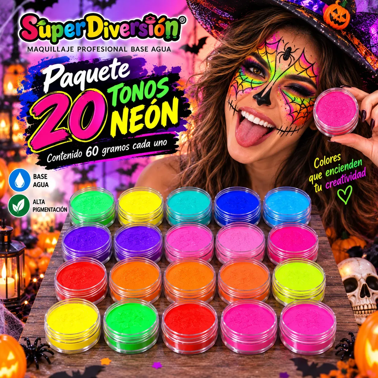 Paquete Neón. 20 Colores a elegir. 60g cada uno
