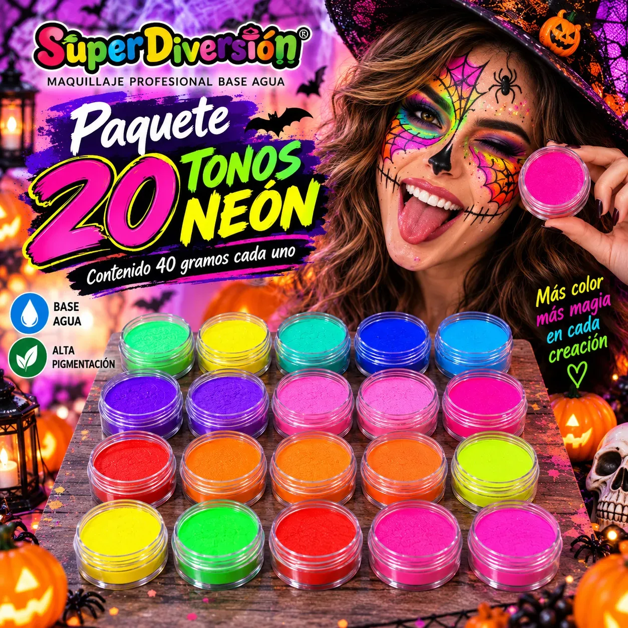 Paquete Neón. 20 Colores a elegir. 40g cada uno