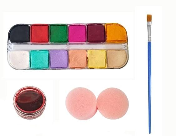 Kit Macabro. 1 Mini paleta, 1 Pincel, 2 Esponjas rosas y 1 Pocket Sangre