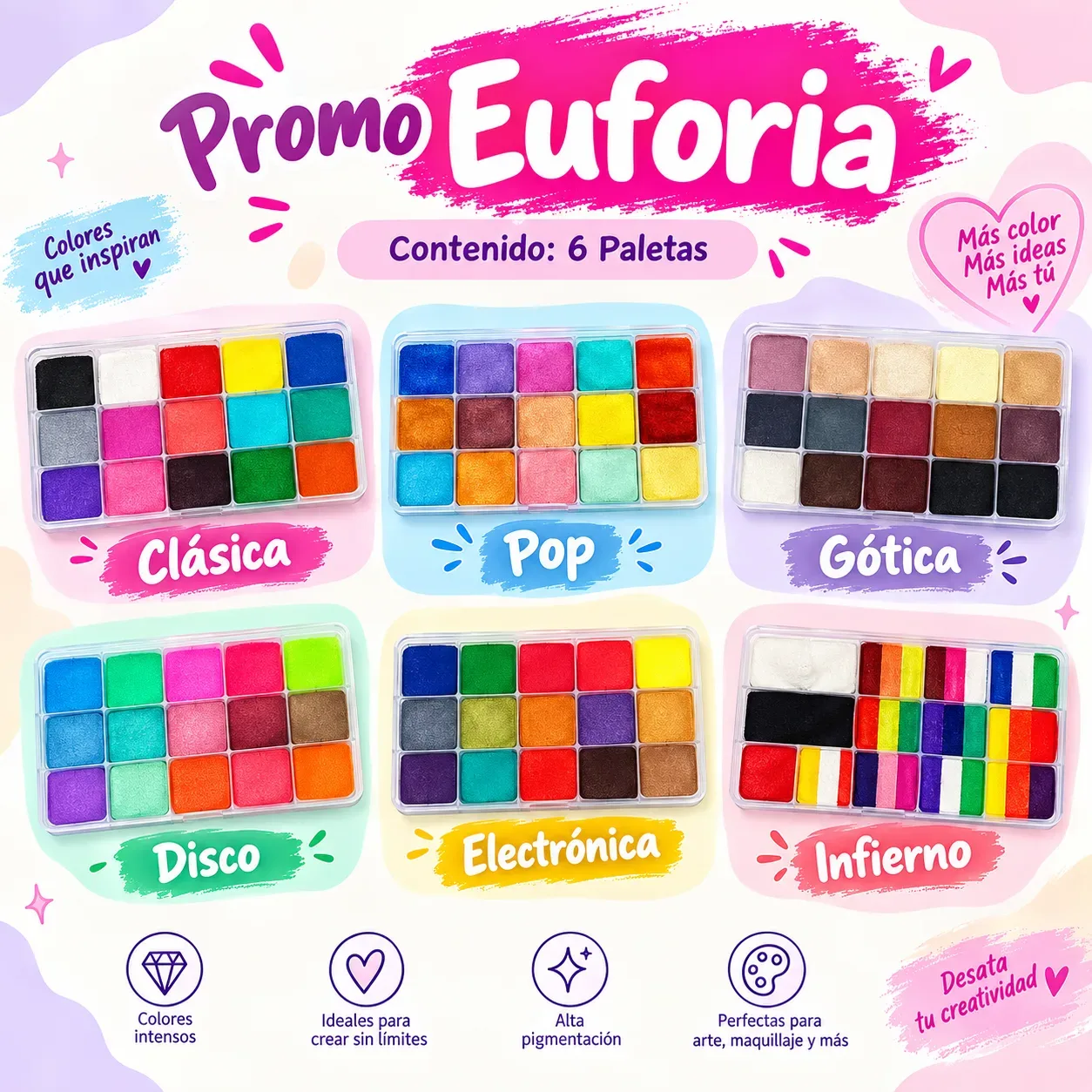Promo Euforia. Contenido 6 Paletas.  300g c/u