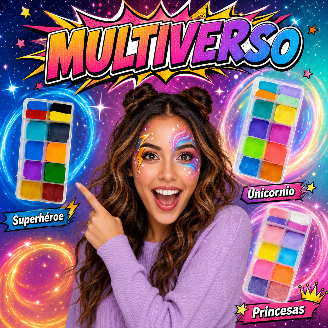 Promo Multiverso. Contenido 3 Paletas.  100g c/u